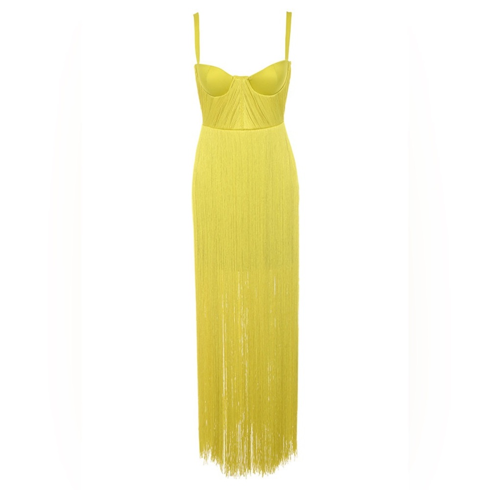 House of CB Sunshine Yellow Fringe Mini Dress - Picture 3 of 14